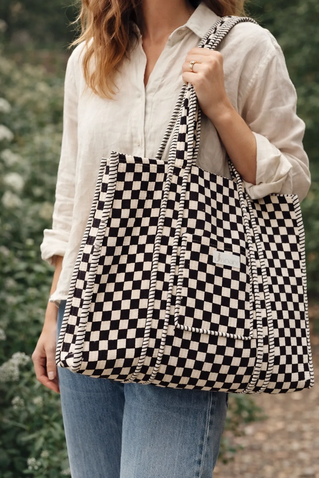 Checker Board Reversible Tote