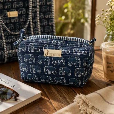 Indigo Elephant Wash Bag
