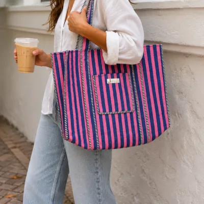 Raspberry Ripple reversible tote