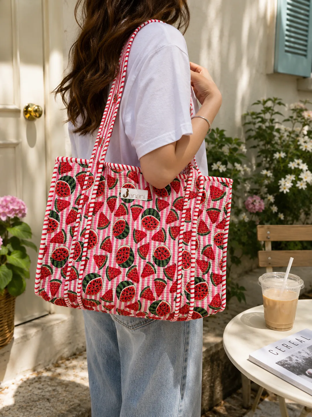 Watermelon Picnic Midi tote