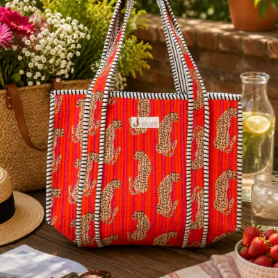 Sunset leopard Midi Tote